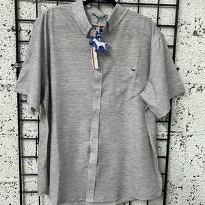 NWT Simply Southern Men's Performance Button Down - XL - Heather Gray